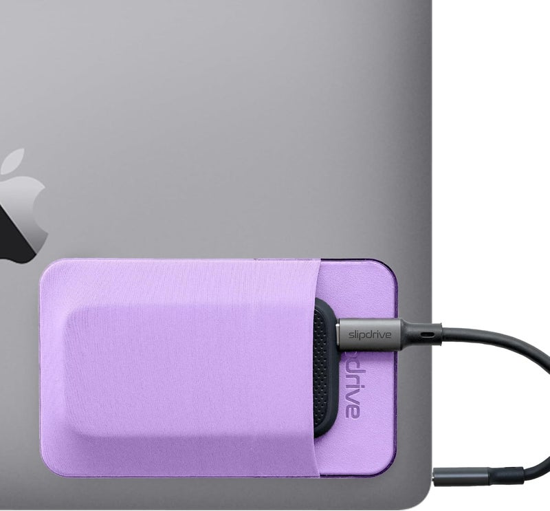 - Portable Hard Drive Sleeve for Laptop - SSD Solid State Drive - Reusable Adhesive - Stick on External Hard Drive Carrying Case - Travel Pocket Pouch (Small, Purple)
